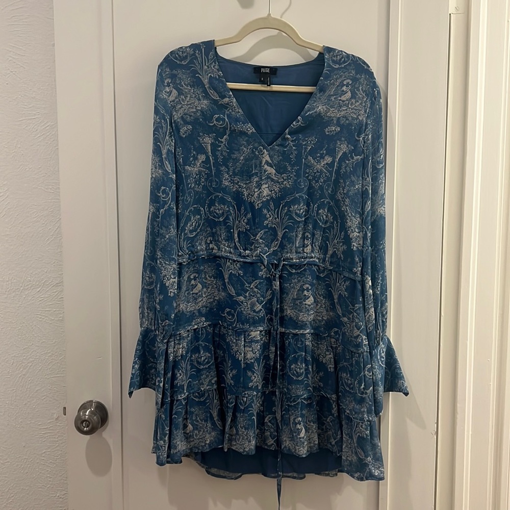 Paige Blue and White Floral Silk Dress